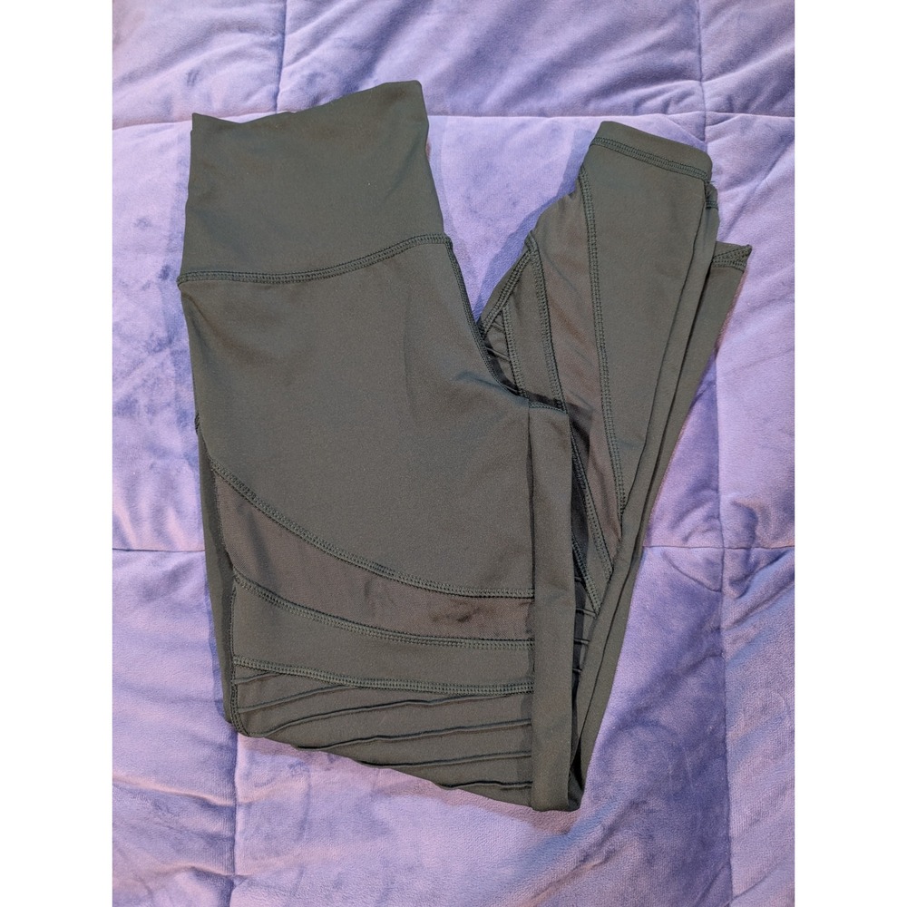 Aerie Chill Play Move Moto Pintuck Mesh Active Leggings Womens Green - Size M